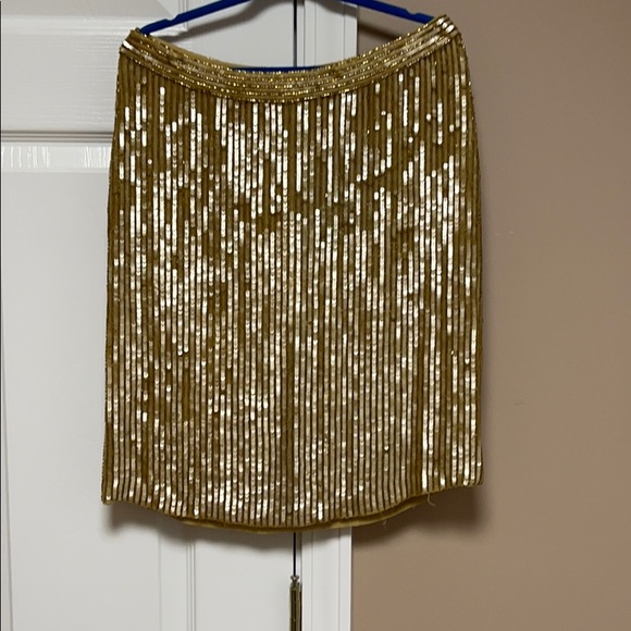 INC Gold Sequin Skirt - Size 2P - Picture 1 of 5
